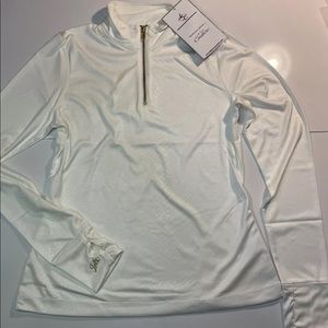 All Sport Couture NFL Team Apparel New York Jets Womens 1/4 Zip Size L Cream NWT